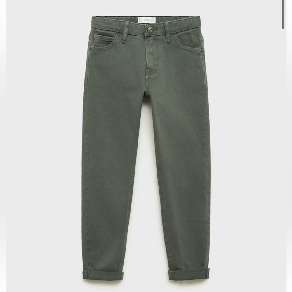 NWT Mango Boy’s Straight-Fit Cotton Trousers Color: Dark Green Size: 10